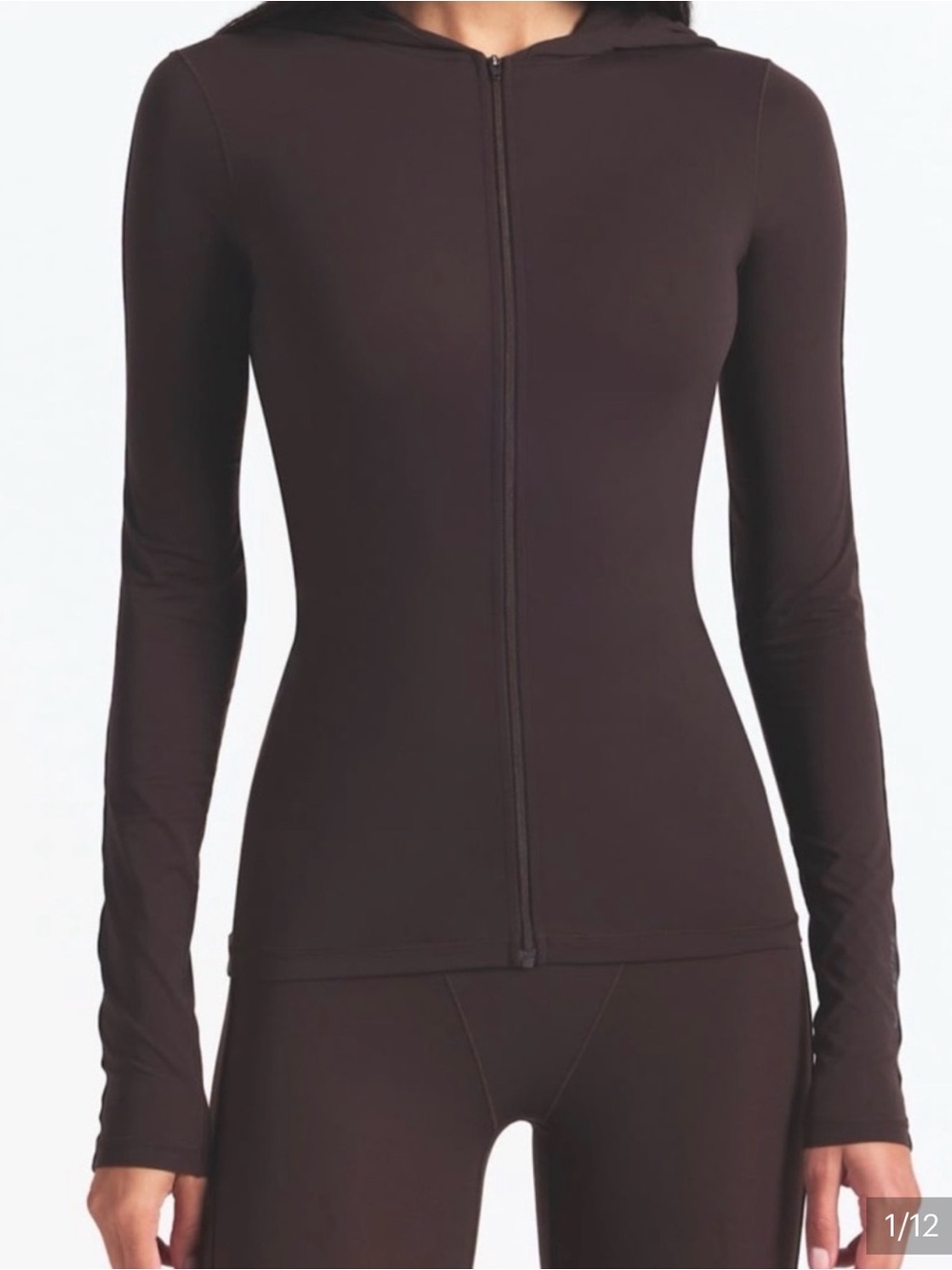 Nike Skims NikeSkims Weightless Layers Zip Up Hoodie dark roast